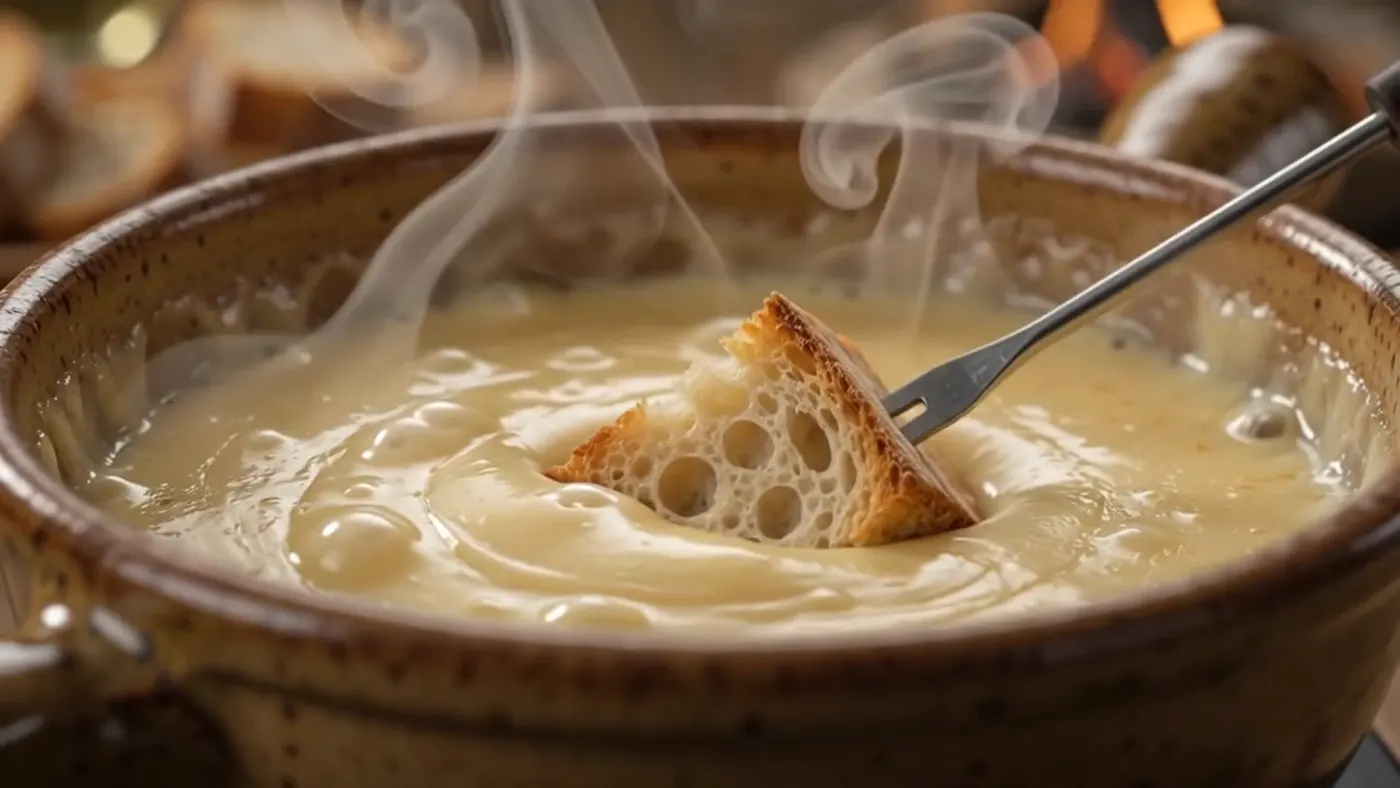 Croûton de pain nappé de fromage fondu, remonté du caquelon
