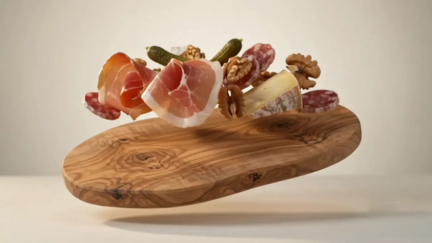 Planche apéro de charcuteries et fromages de Savoie en lévitation